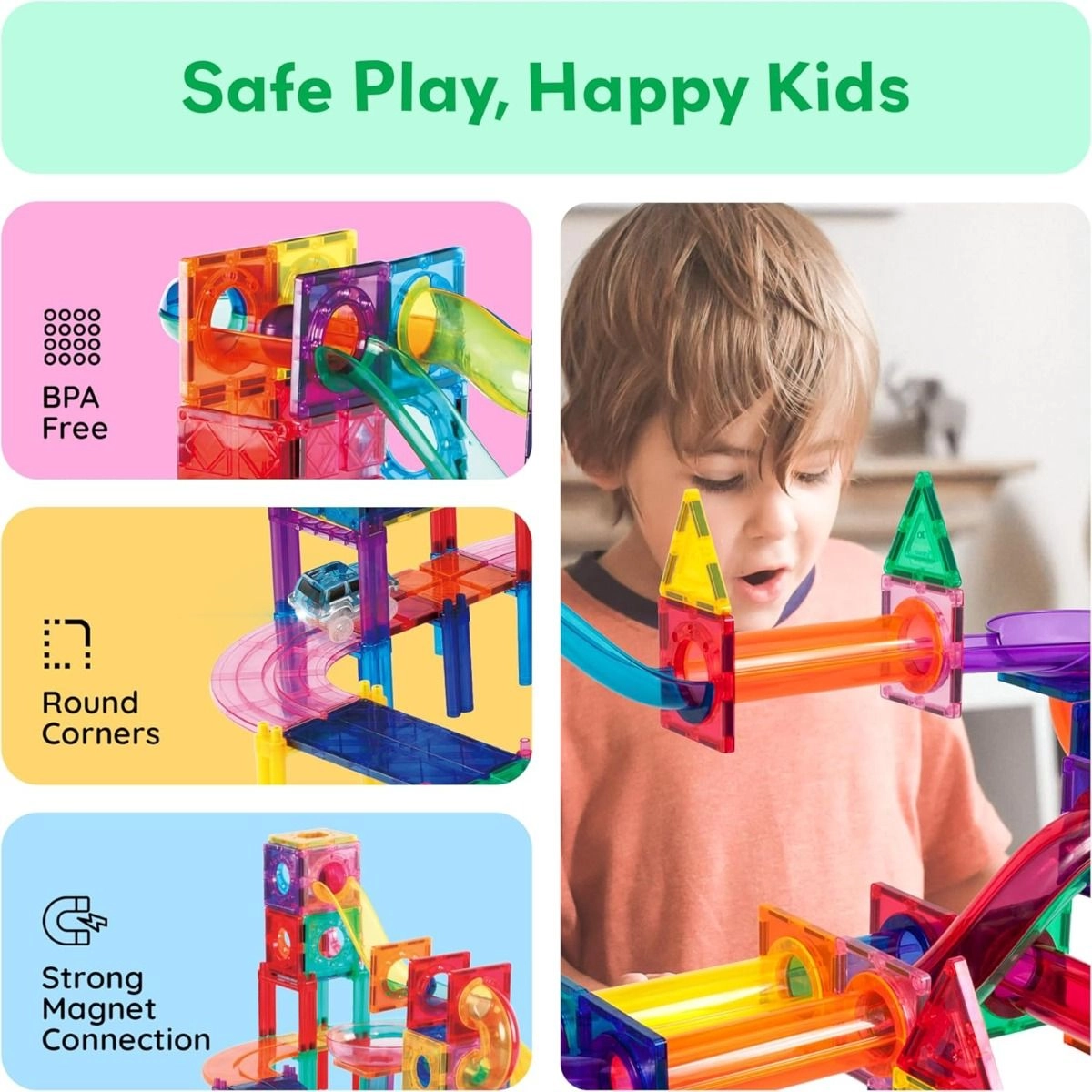 Magnetic Tiles Race Track Set - 108 pcs