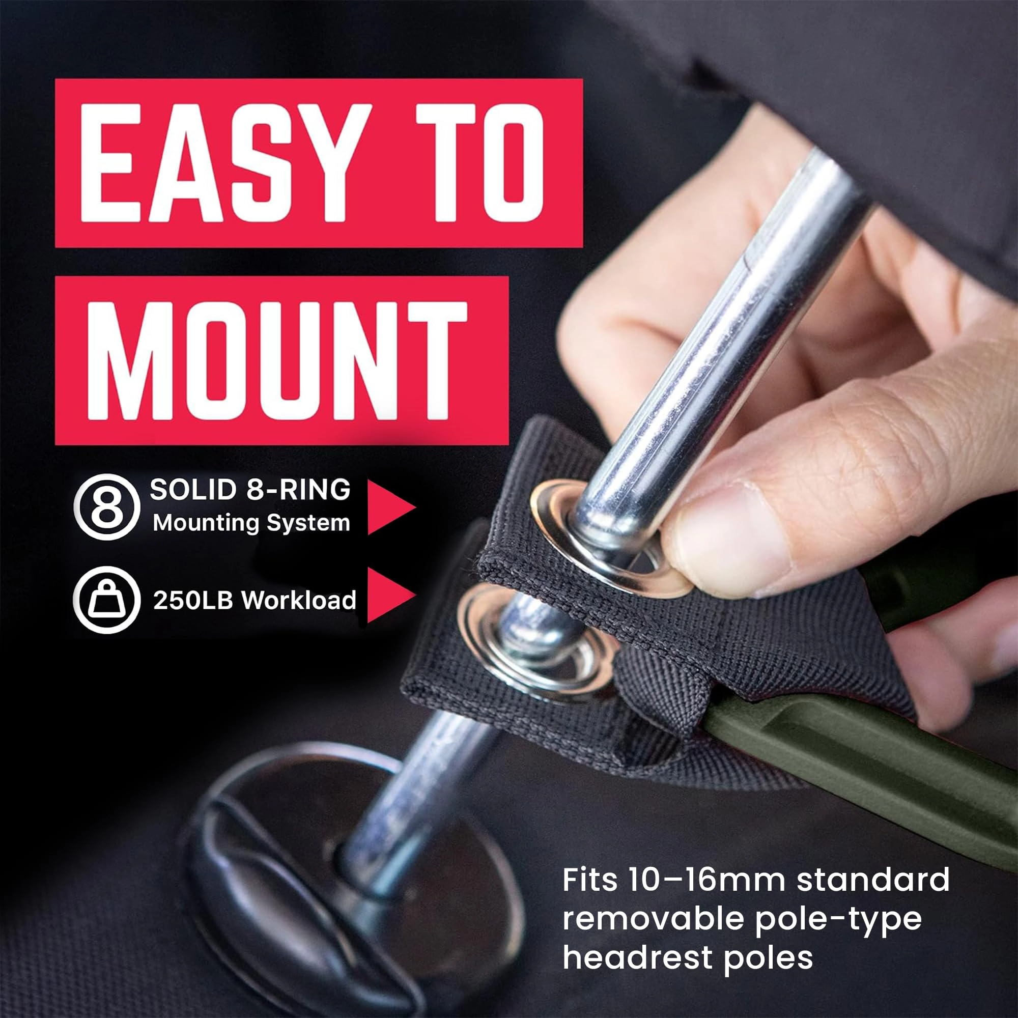 BackGrip Pro - Headrest Handle 2-Pack Army Green