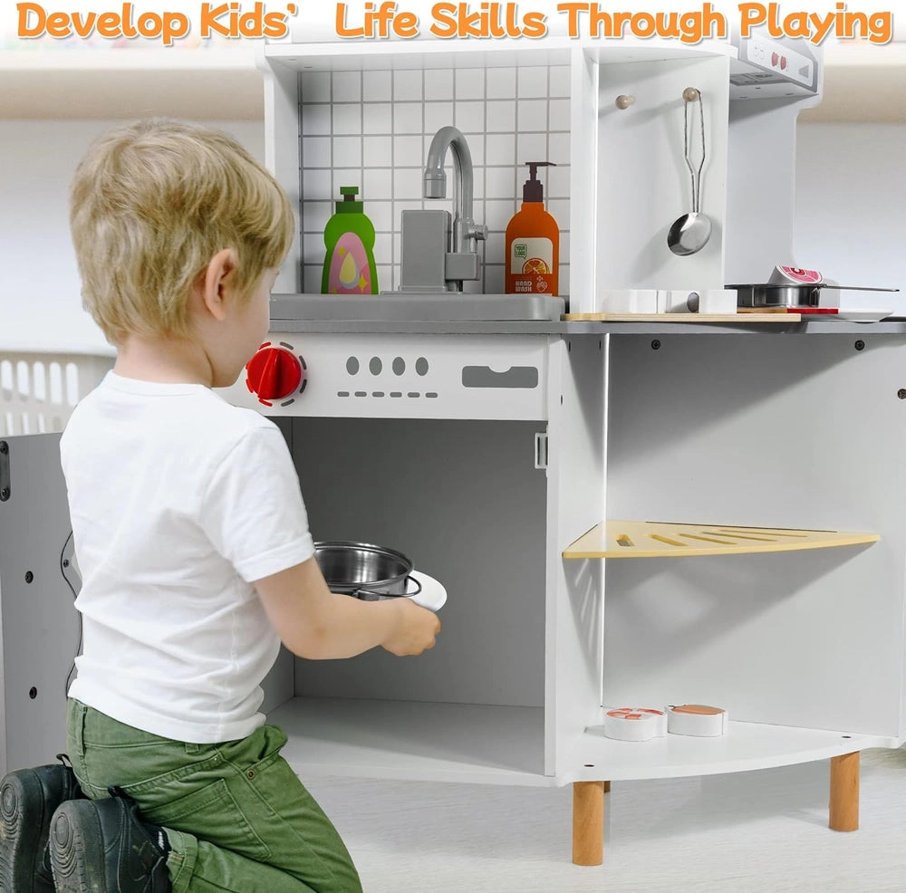 Luxury Kids Wooden Play Kitchen Set (5551007-BL-20131)