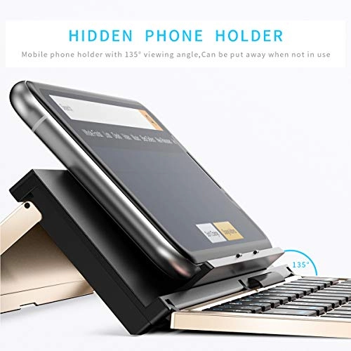 Foldable Keyboard - Bluetooth Folding Gold for PC Smartphone Tablet