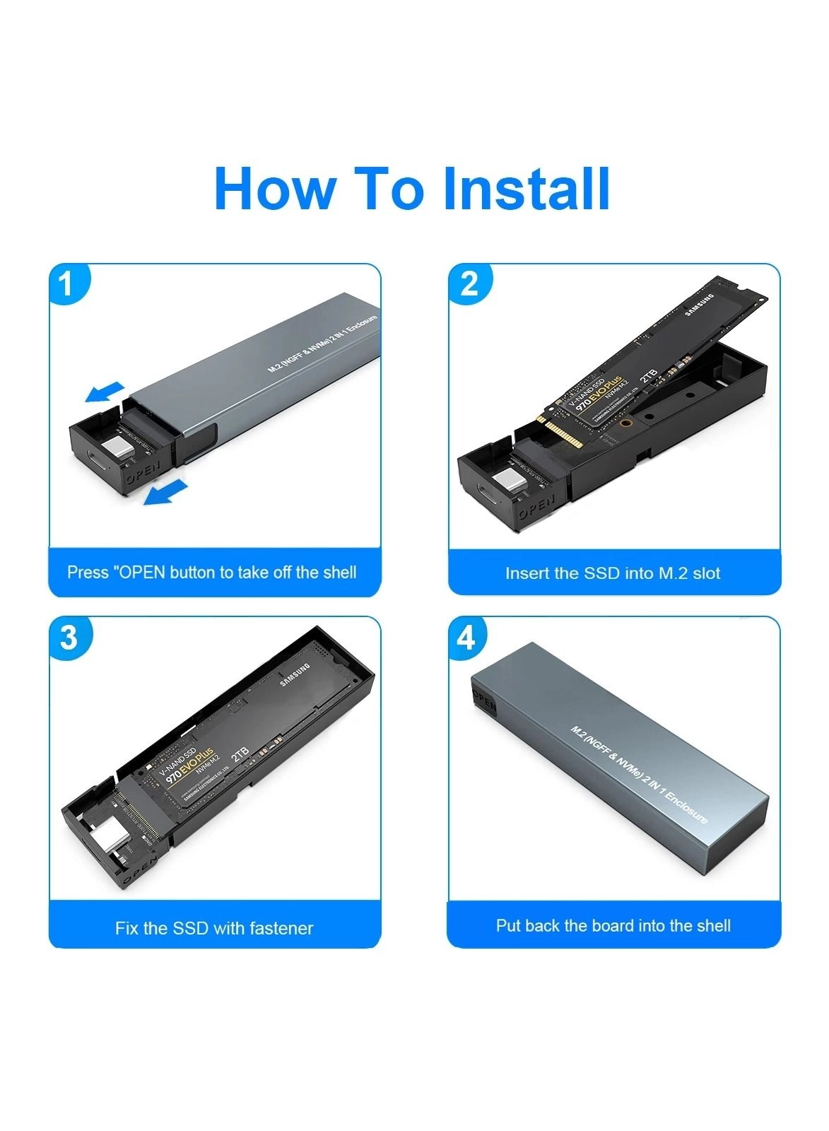 M.2 NVMe SSD Case - USB3.1 Gen2 M2 SATA NGFF