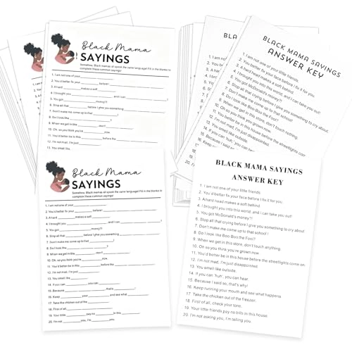 Black Mama Sayings Game Cards - English Adult 60 Pack