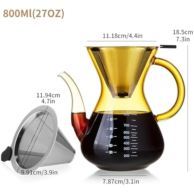 French Press - HighHeat Borosilicate Glass 304 Stainless Steel Filter 600Ml20Oz