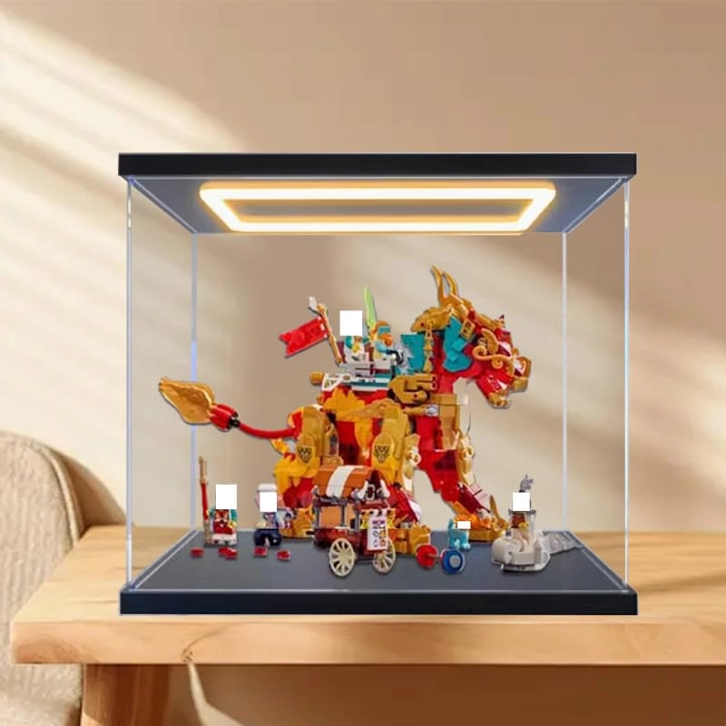 Clear Acrylic Display Case (80066) - Walnut Bottom+Top Light