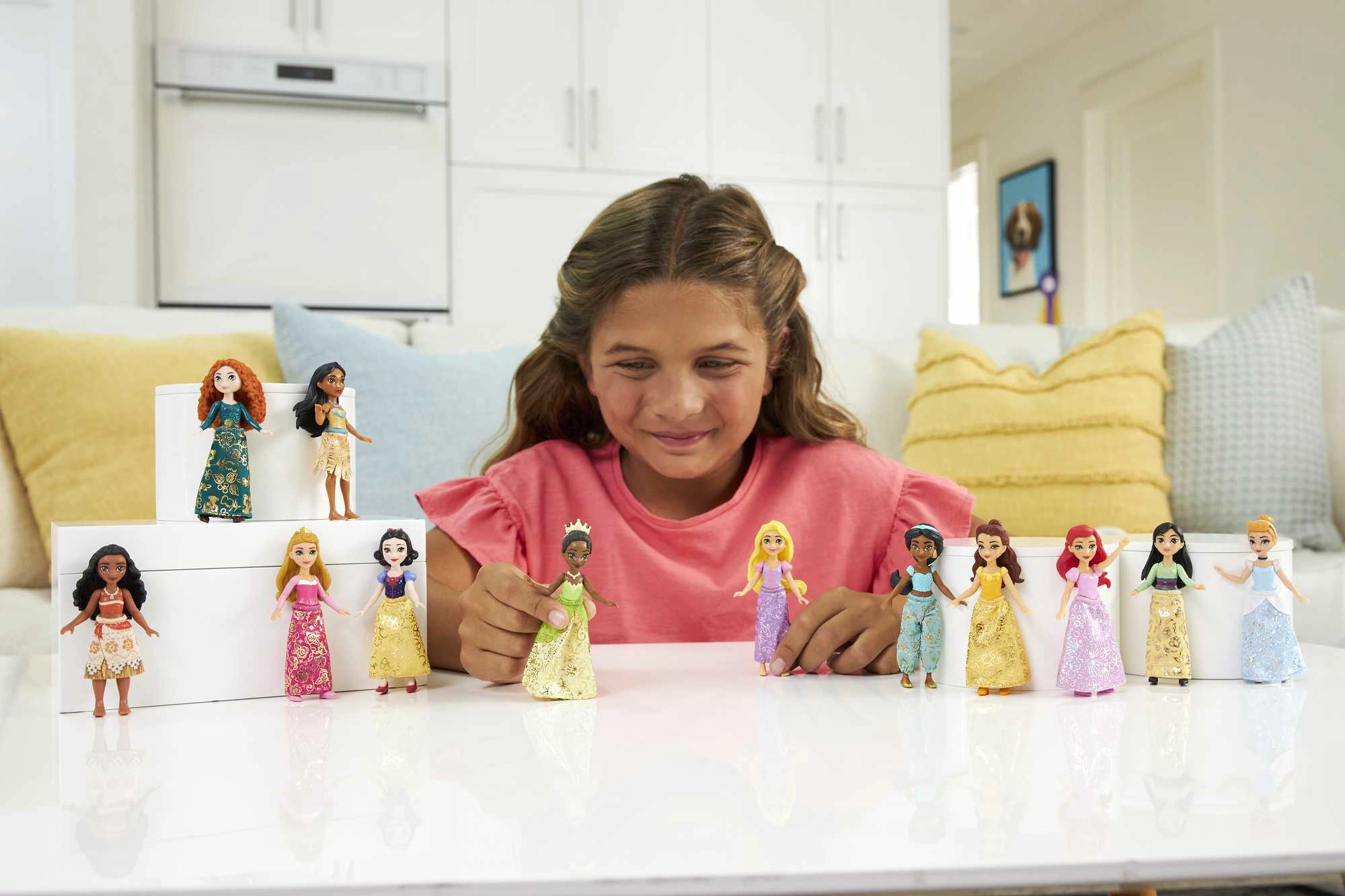 Disney Princess Small Dolls - 6 Posable 13 Tea Party Accessories Ages 3+