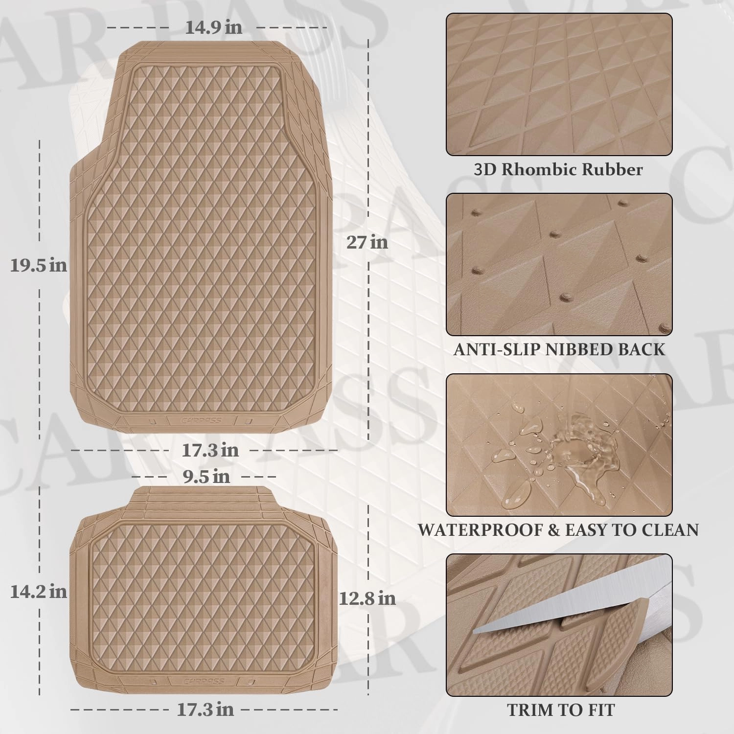Floor Mats - Gray Rubber 4 Pcs