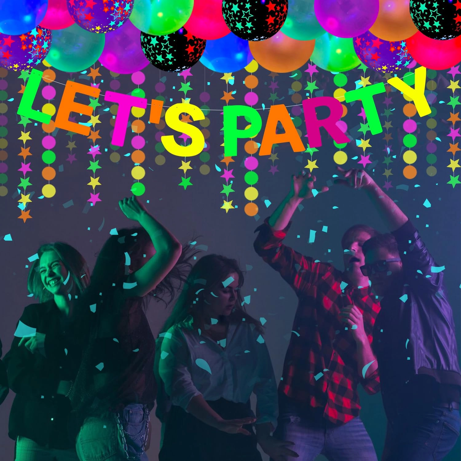 Neon Party Supplies - 52 Pack Birthday