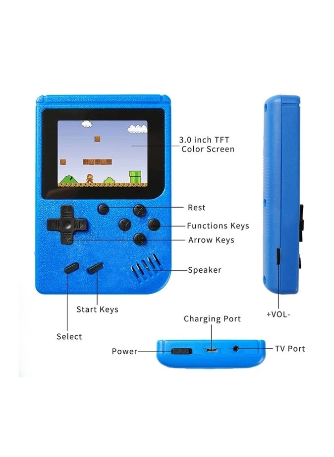 Handheld Game Console - 400 Built-in Games 3-Inch Color Screen Rechargeable Battery