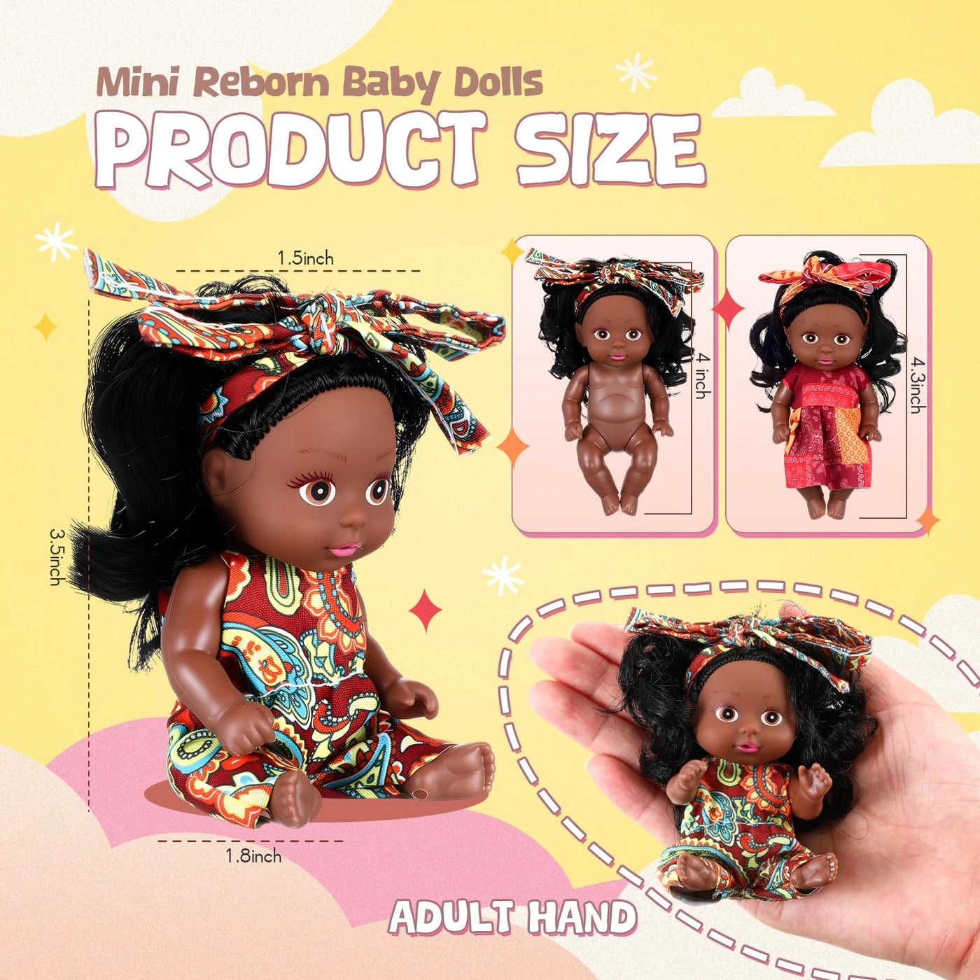 Reborn Baby Doll - 4 Inch Animal Clothes 4 Pcs Bundle