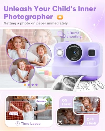 Kids Camera Instant Print - 12MP 1080P 2.4" Screen