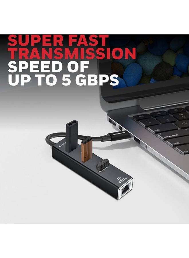 Type C to USB 3.0 - 4-in-1 3x USB 3.0 Gigabit Ethernet