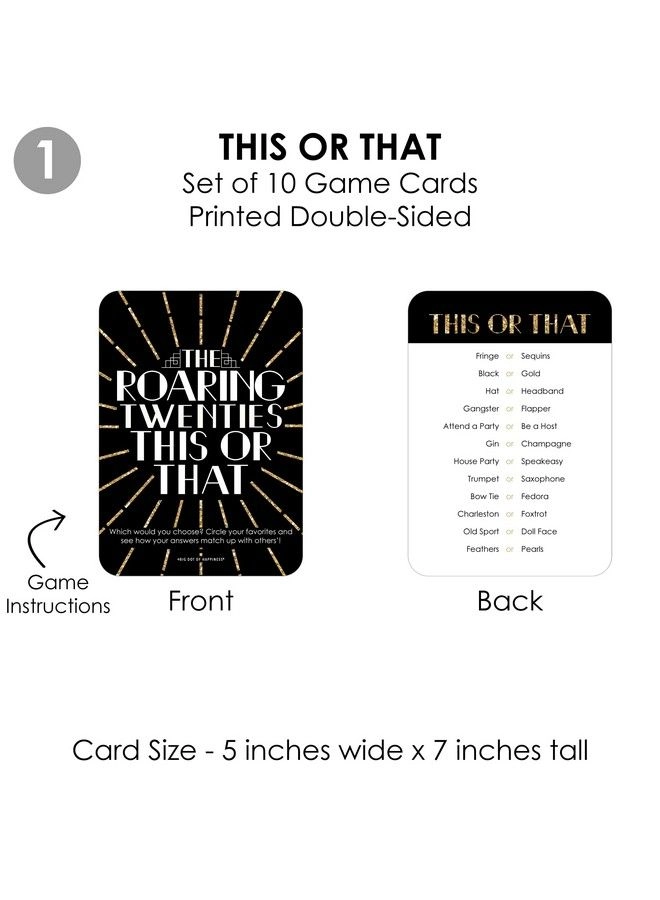 Roaring 20’s 4 1920S Art Deco Jazz Party Games - 10 Cards Each Bundle