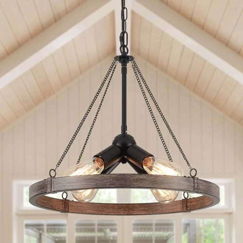 Wagon Wheel Chandelier - 15'' to 74.8''