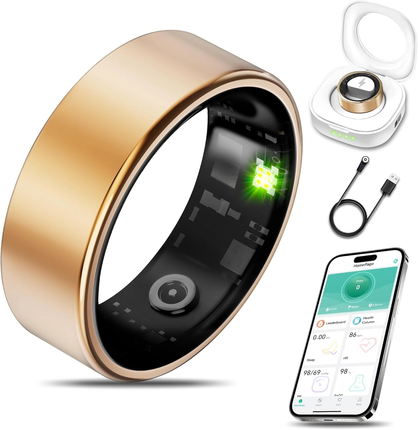 YARDHOBI Smart Health Ring - Heart Rate Blood Oxygen Monitor IP68