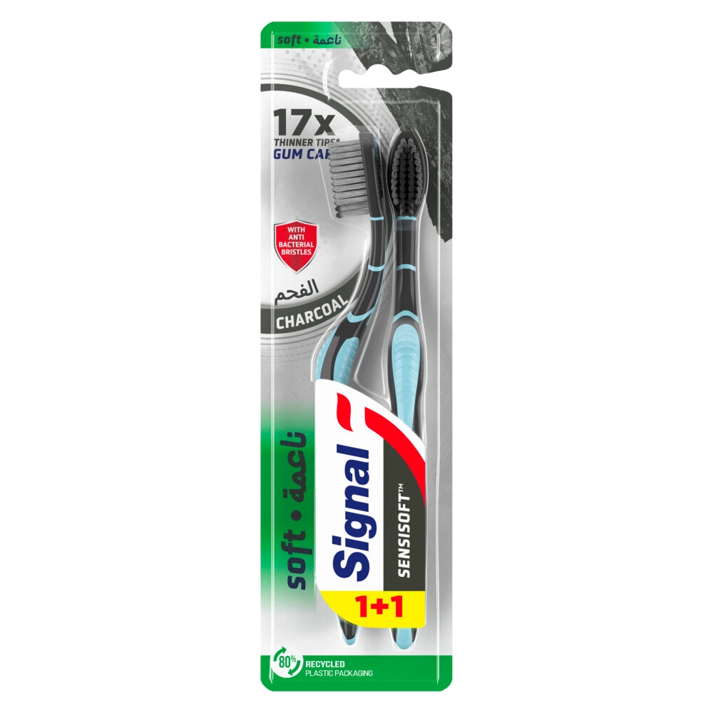 Silver Charcoal - Soft Bristle Multicolour 2-Piece Pack