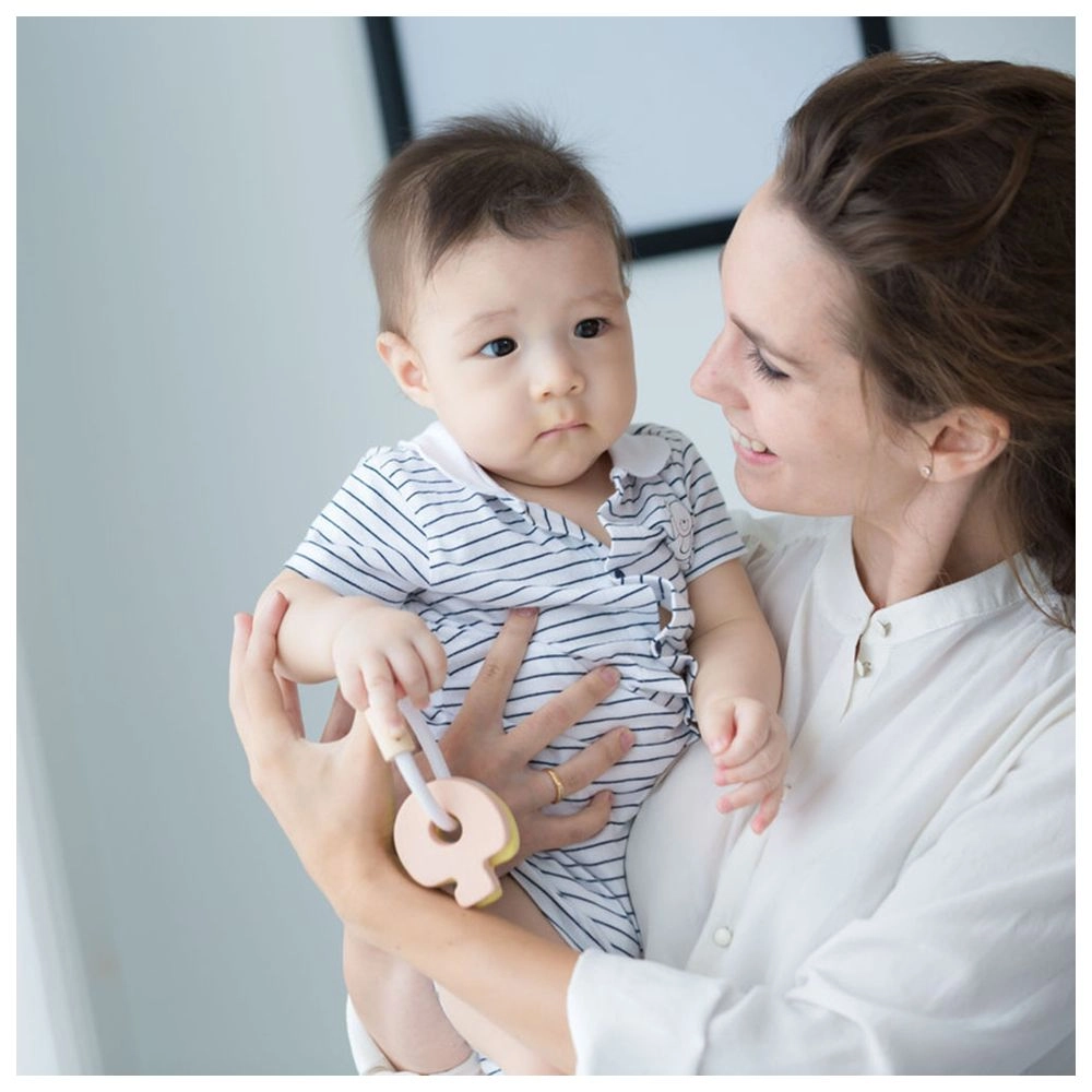 Key Rattle - 3 Months Wooden Pastel Color Collection