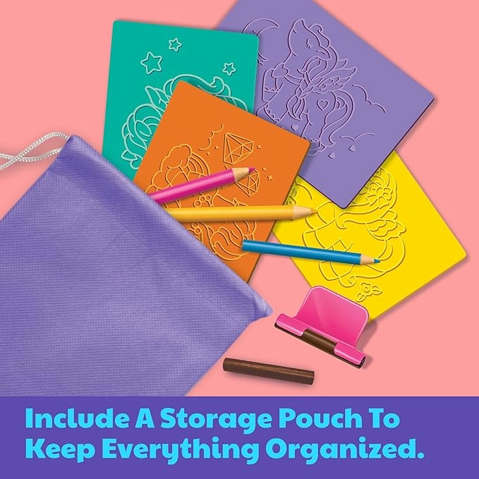 KidzMaker Unicorn Rub Art Studio Craft Kit - 4+ years 11 pcs