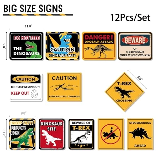 Dinosaur Signs - 12 PCS Birthday