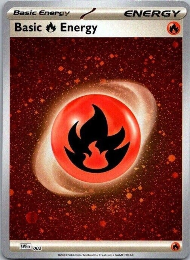 Pokémon Fire Energy Card SVE 002 - Cosmic Holo Foil