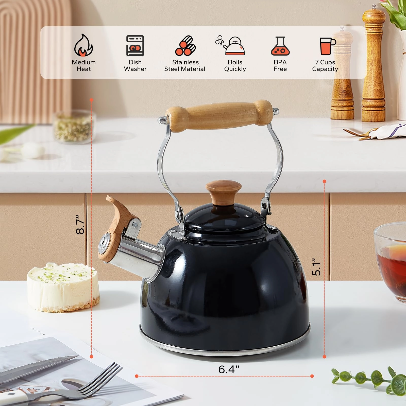 Tea Kettle - Stainless Steel 1.5 Quarts