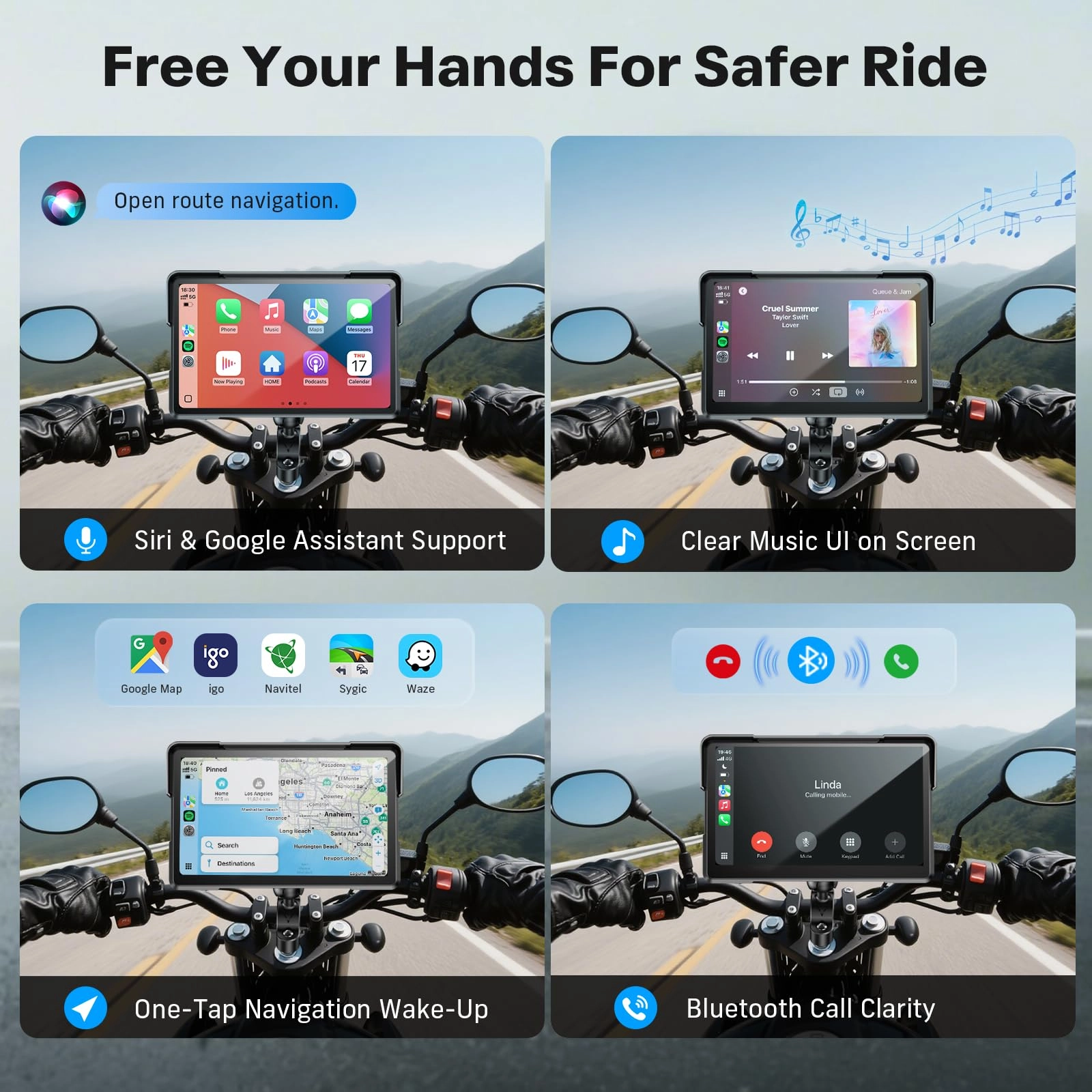 Motorcycle Carplay GPS Navigation System - 7 inch