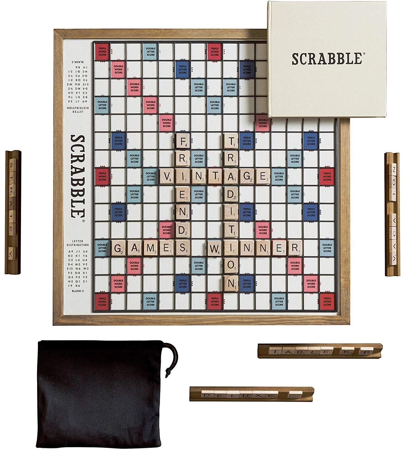 Scrabble Deluxe - Wood Mahogany finish