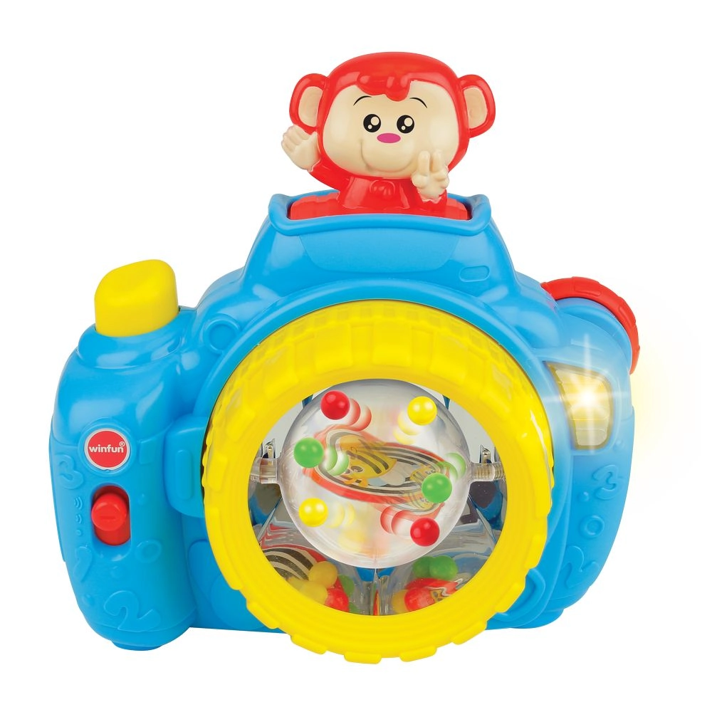 WinFun Pop-Up Monkey Camera - 9 months plastic
