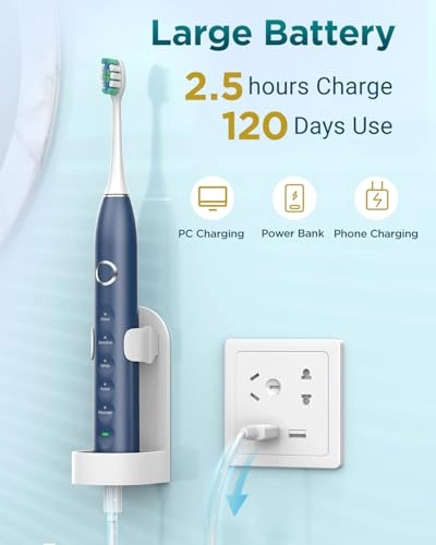 Sonic Electric Toothbrush - 8 Heads Travel Case Light Blue