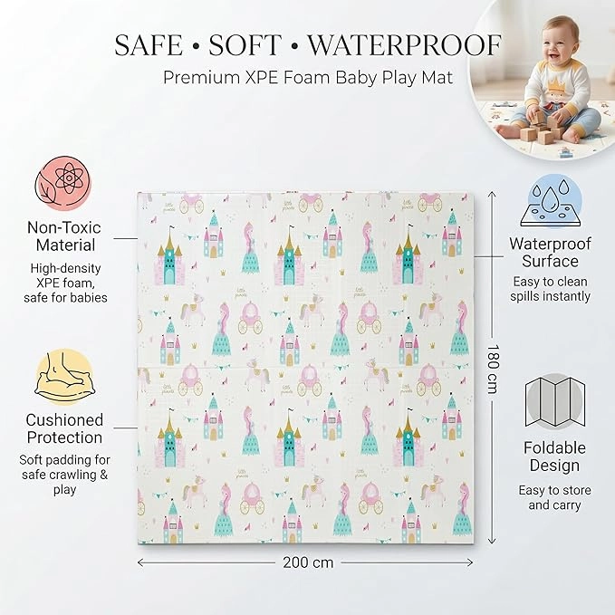 Baby Play Mat - 180 * 200cm Foam Folding Waterproof