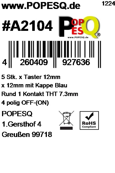 Instant Switch - 12 x 12 mm 7.3 mm THT + Momentary Switch