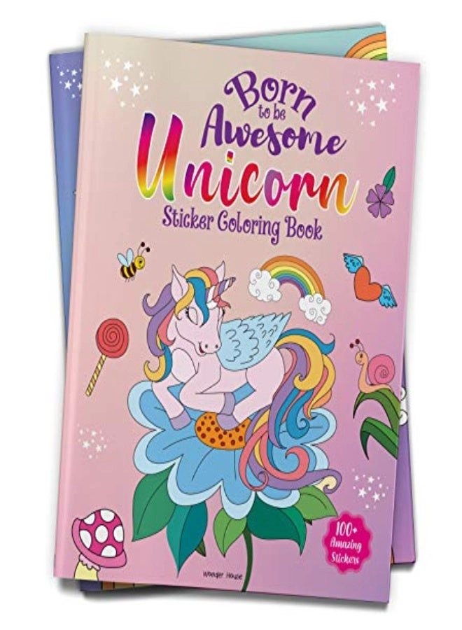 Born To Be Awesome Unicorn Activity Sticker Book Coloring 100 pcs