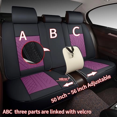 Bench Seat Cover - Universal Fit Faux Leather Black with Red Strip