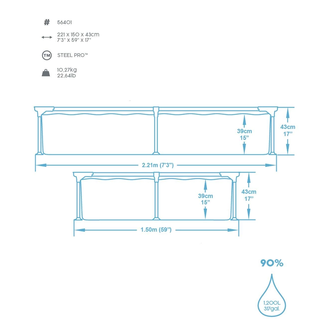 56401 Steel Pro Pool - 1200 litres