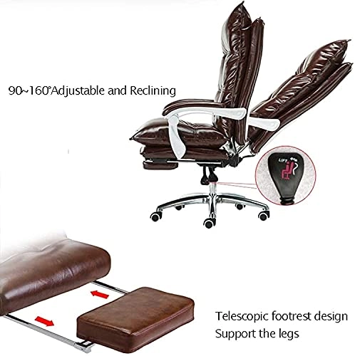 Desk Chair - PU Leather Brown High Back