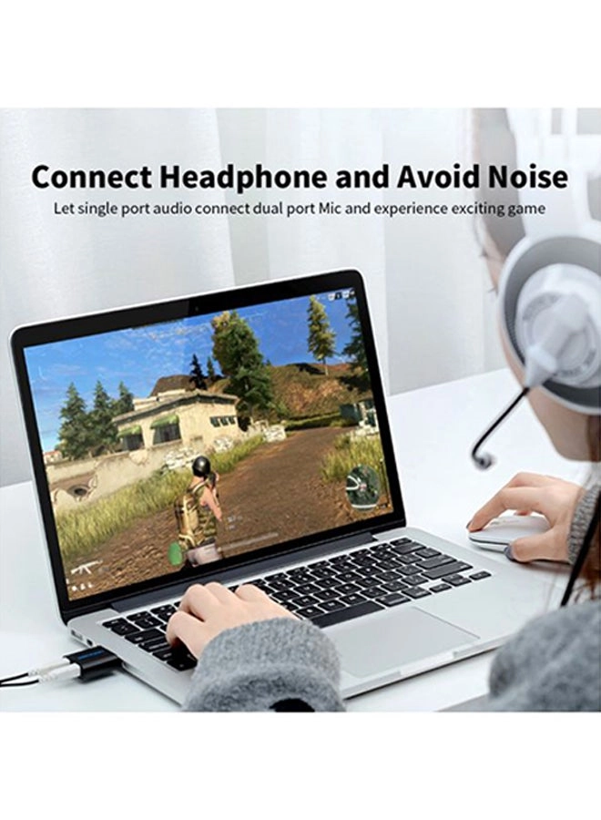 USB External Sound Card - Stereo Earphone Mic Adapter for PC/Laptop/PS4