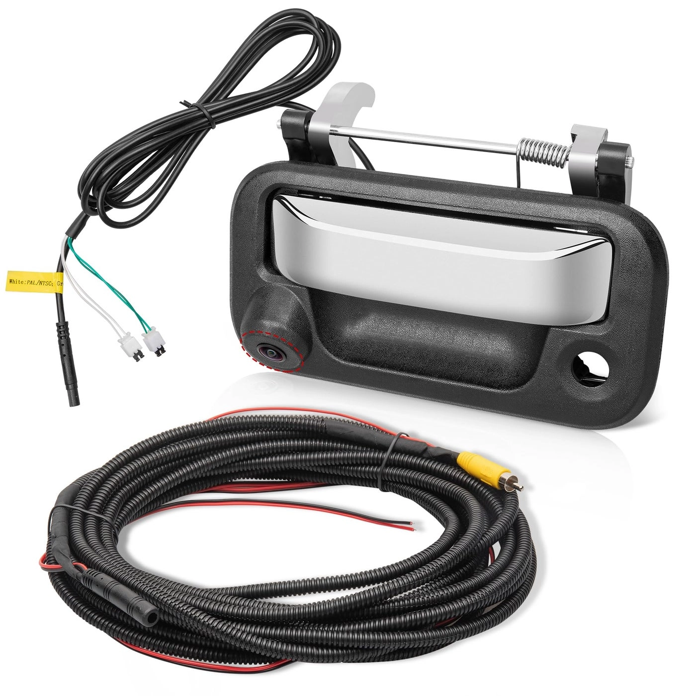 RED WOLF Tailgate Handle Reverse Backup Camera - Chrome RCA Connector