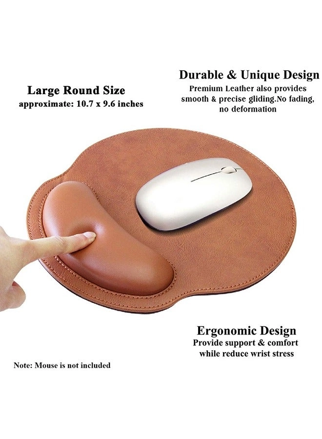 Wrist Support Leather Ergonomic Mouse Pad - 27.2x24.5 cm