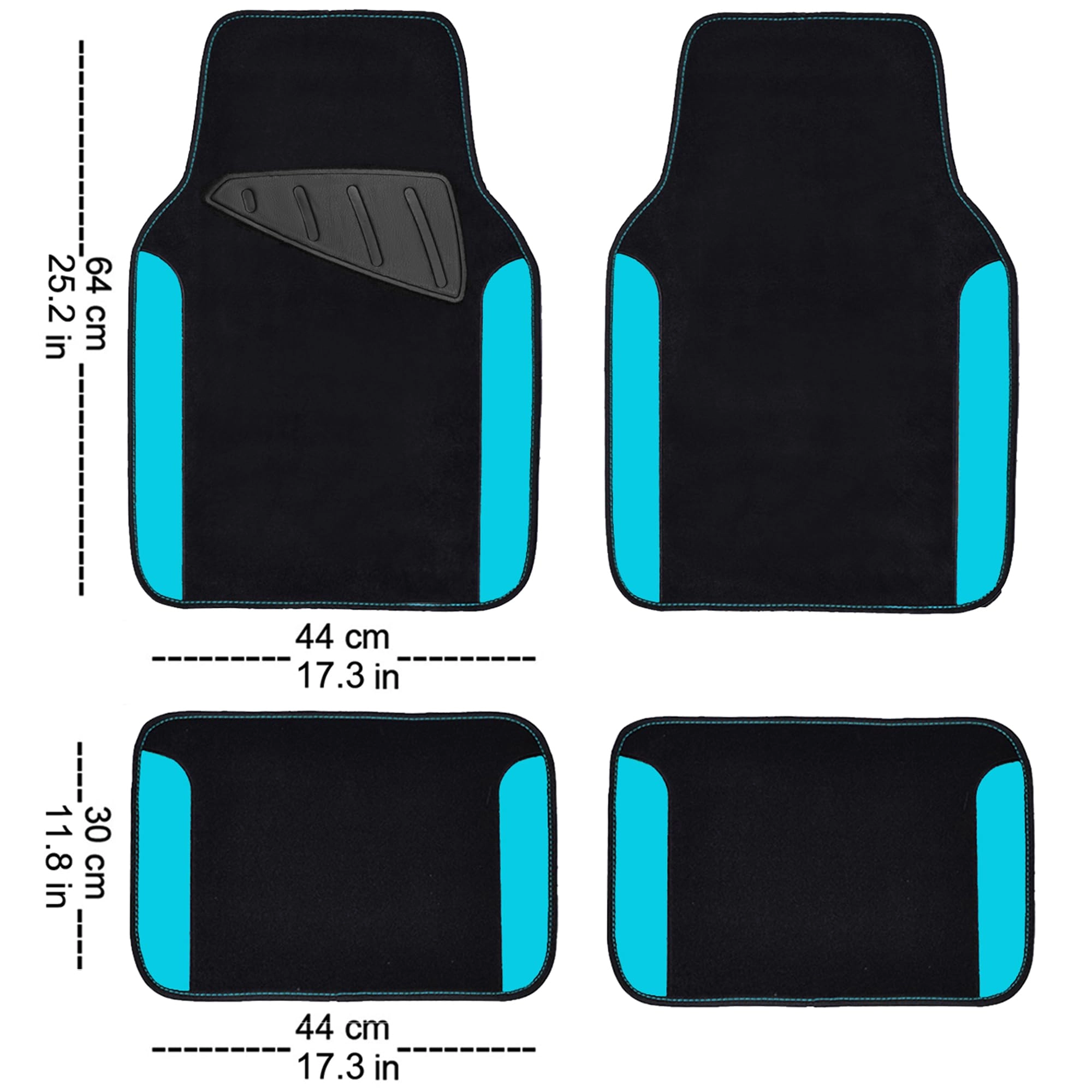Universal Fit Car Floor Mats - Set of 4pcs Black and Burgundy