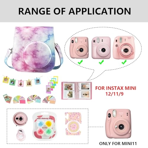 Mini 11 camera case + Mini photo album + Selfie lens + Color Filters + Plastic desktop photo frames + Rectangle hanging photo frames + border sticker + Camera sticker