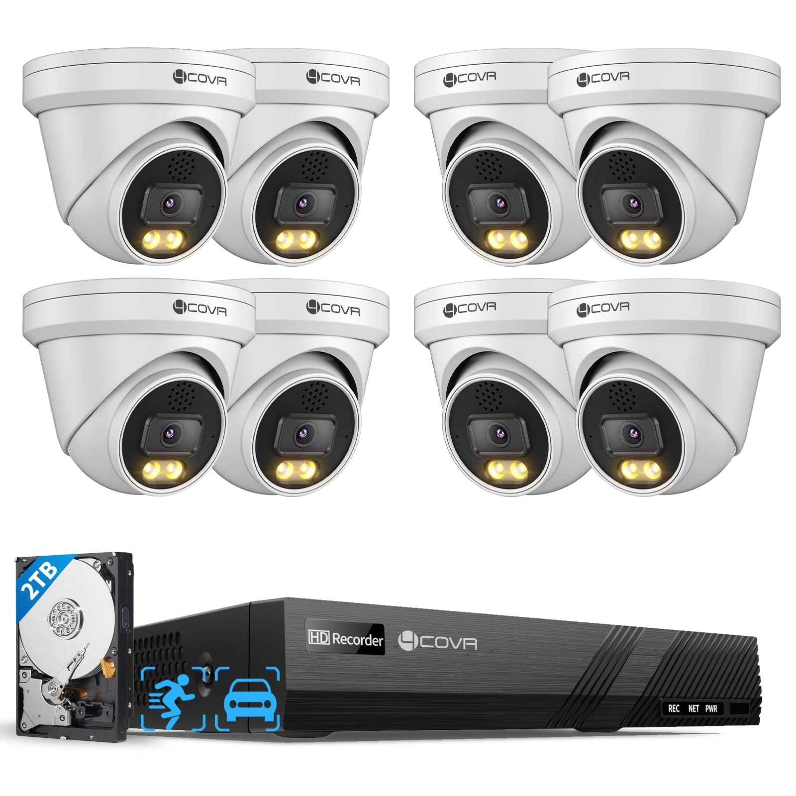 4COVR PoE Security Camera System - 8X 8CH 5MP