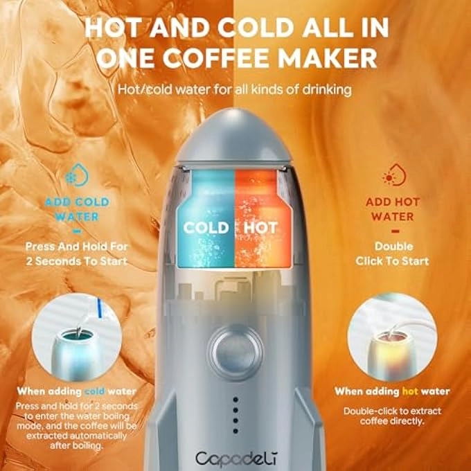 Portable Electric Coffee Brewer - Automatic Espresso Maker 95°C Extraction