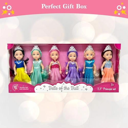 Belle of the Ball Princess Dolls - 6pc 5.5" Caucasian Ages 3+