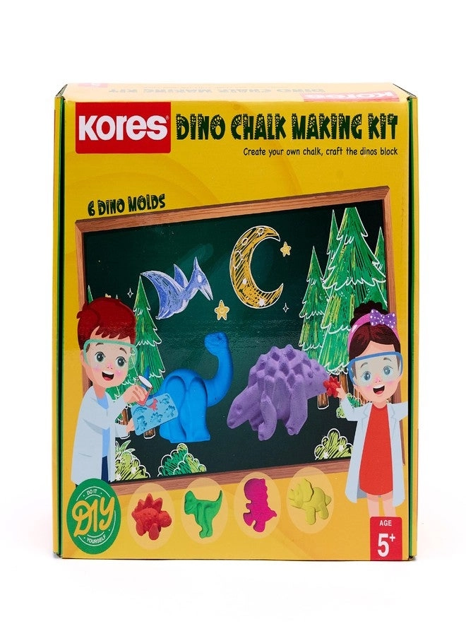 Kores Dino Chalk Making Kit - DIY Chalk Craft Set Make 6 Colourful Dinosaur-Shaped Chalks Age 5+
