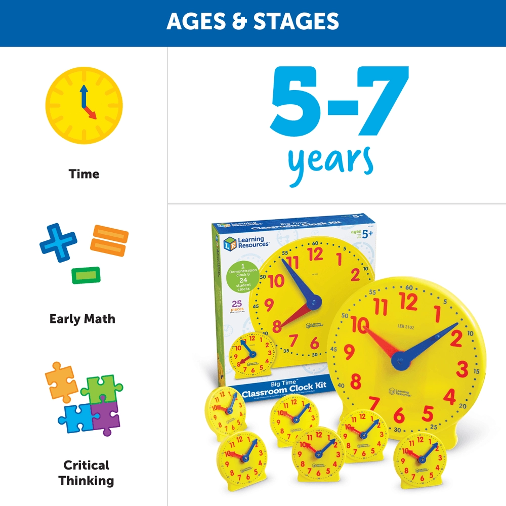 Big Time Classroom Clock Kit - Suitable for 5 years and above