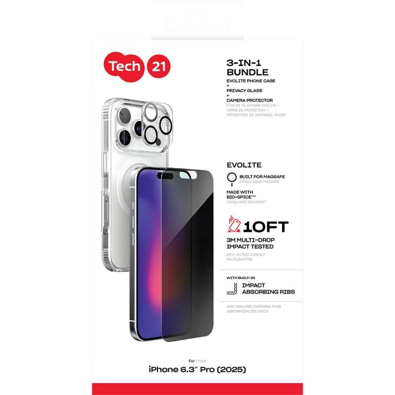 Evo + Privacy Impact Glass + Camera Lens Protector Case with MagSafe for iPhone 17 Pro Max