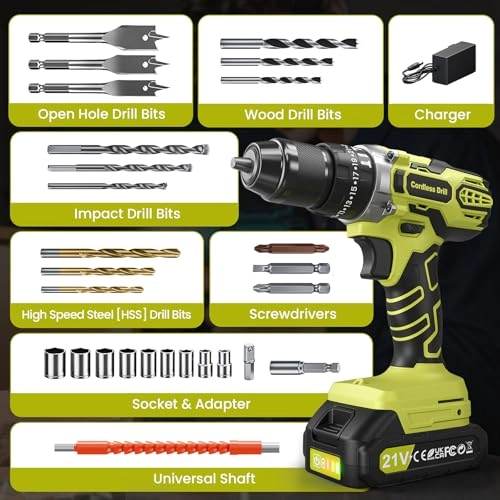 21V Cordless Impact Drill - 2000mAh