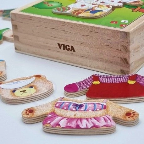 Wooden Dressing Up Puzzle Girl Bear - 18 Months 18 pieces