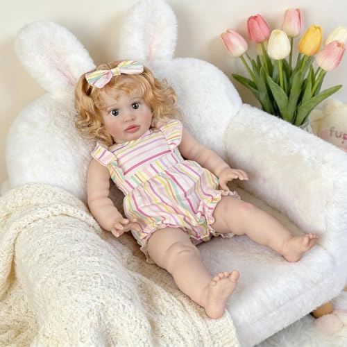 Pippa Reborn Baby Doll - 26 inch Cotton Vinyl Hand-rooted Curly Hair Ages 3+