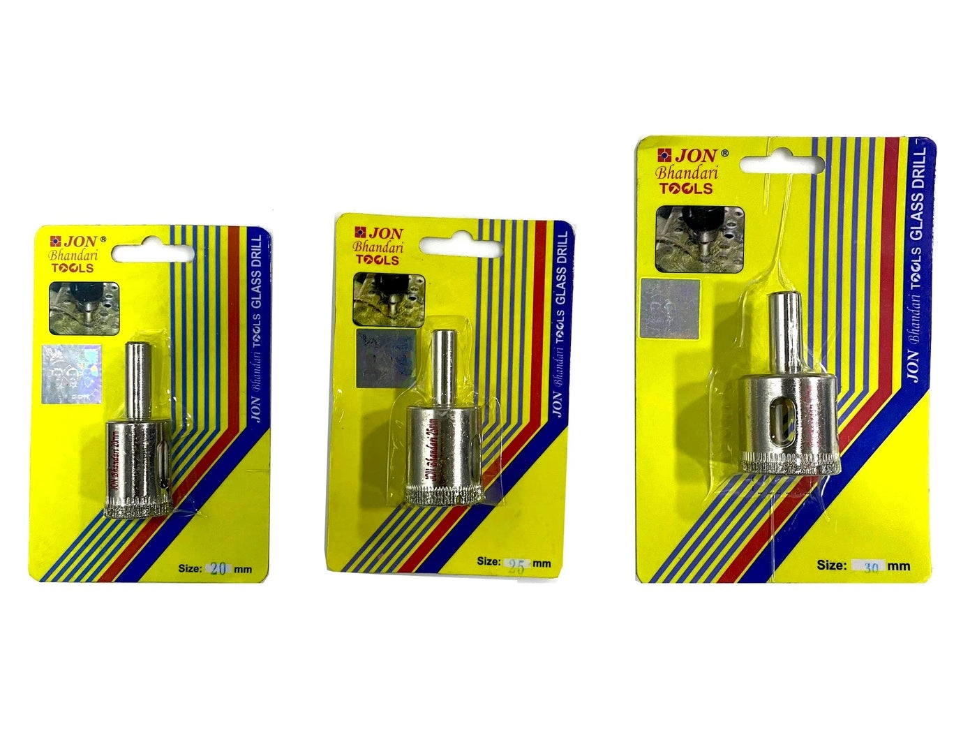 Diamond Drill Bit Set for Glass - Electroplated Diamond Coating 20mm 25mm 30mm