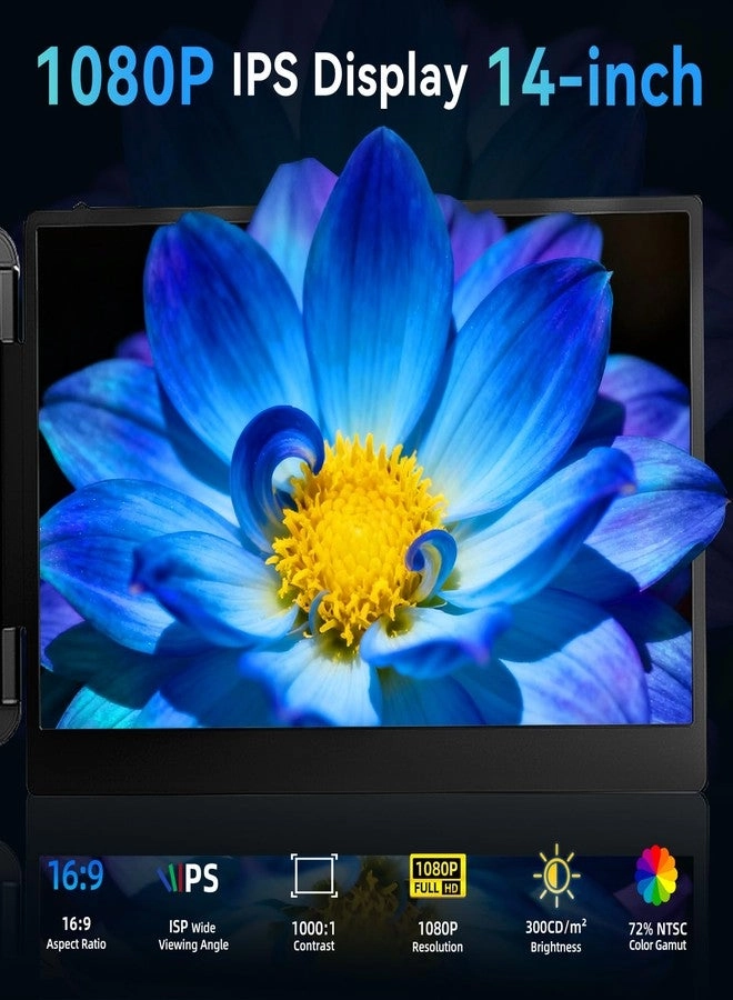 Laptop Screen Extender Monitor - Dual 14 inch IPS FHD 1080P